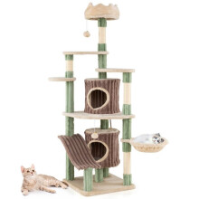 Albero per gatti multi-livello 77,5 x 68 x 163 cm con condo e giocattoli