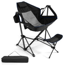 Klappbare Campingliege mit verstellbarem Rückenlehne und Fußstütze 120-160 x 91 x 80-107