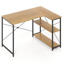 Escritorio de ordenador en L ahorro de espacio 118 x 86 x 74 cm con estanterías