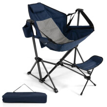 Sedia da campeggio pieghevole e portatile 120-160 x 91 x 80-107 cm schienale reclinabile riposo