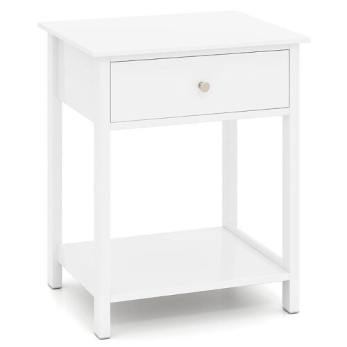 Mesa de cabeceira multifuncional 48 x 40 x 58 cm com gaveta e prateleira aberta