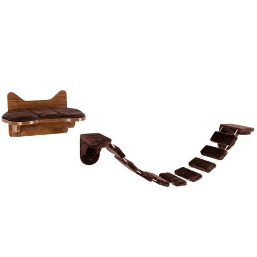 Árvore de gato de parede lote de 1 com escada e cama 123 x 20 x