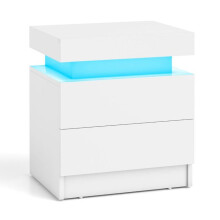 Mesa de cabeceira com iluminação LED 45 x 35 x 52 cm armazenamento prático ambiente