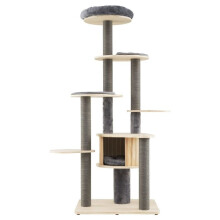 Multilevel kattenboom 197 x 68 x 58 cm met gewatteerde condo en palen