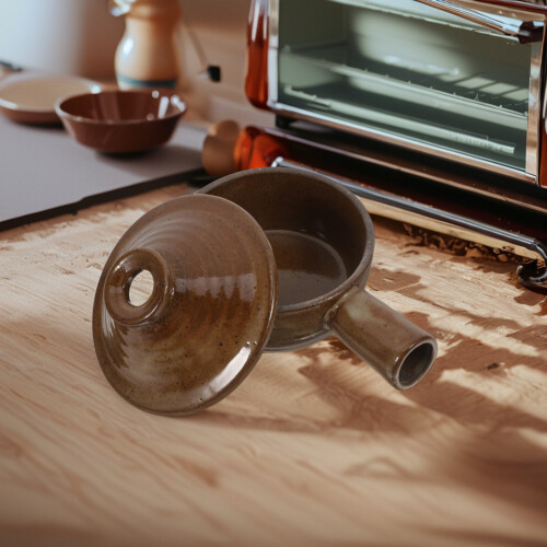 3Pcs Practical Light Brown Ceramic Cooking Pot for Soup and Rice 2
