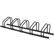 Portabici compatto per 5 biciclette in acciaio nero 150 x 32,5 x 26 cm stabile