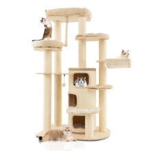Árvore para gatos moderna 95 x 68 x 173 cm 3 níveis espaçosos 2 poleiros