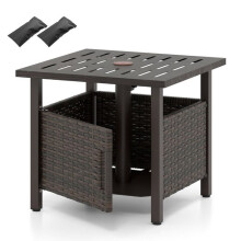 Rechteckiger Rattantisch mit Loch für Sonnenschirm 55,5 x 55,5 x 47,5 cm