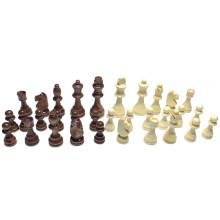 64Pcs Chic Wooden Chess Pieces Brown White for Kids’ Skill Development