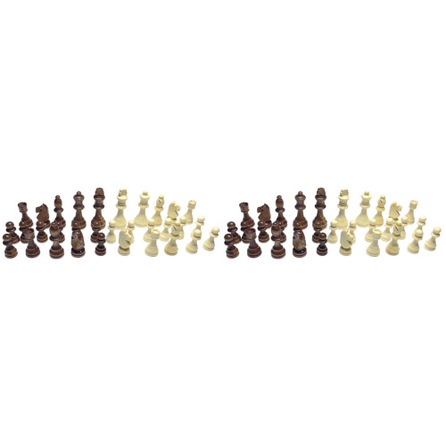 64Pcs Chic Wooden Chess Pieces Brown White for Kids’ Skill Development 1