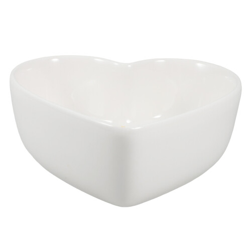 2Pcs White Heart Shape Candy Bowl Ceramic Seasoning Dish for Parties 2