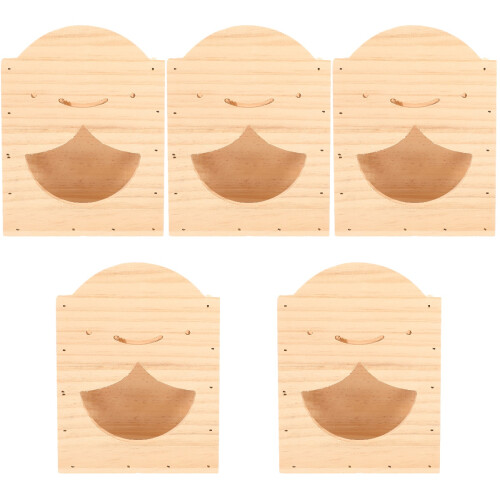 5Pcs Wooden Bunny Hay Feeder Rack Cage Container for Hamsters 2
