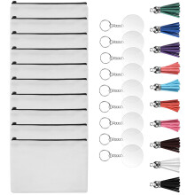 5Sets White Heat Transfer Makeup Bags Canvas DIY Zipper Pencil Cases
