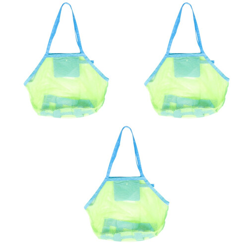 3Pcs Durable Kids Toy Storage Bags Light Green Multi-Function Mesh 2