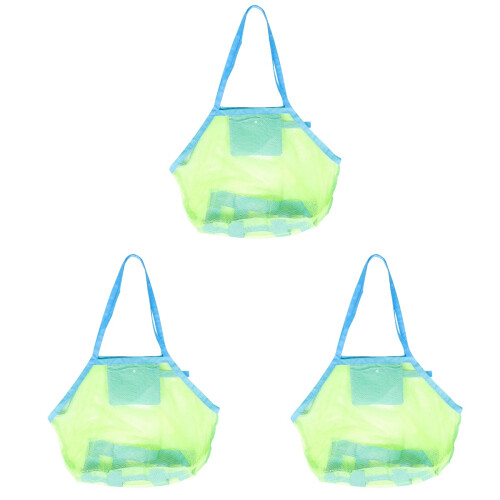 3Pcs Durable Kids Toy Storage Bags Light Green Multi-Function Mesh 1