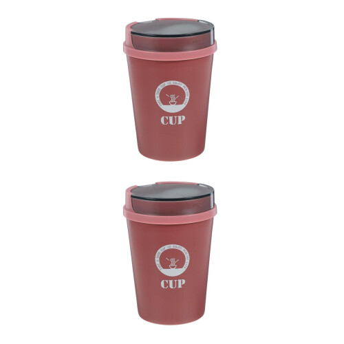 2Pcs Home Use Microwaveable Red Plastic Soup Cups with Leakproof Lid 1