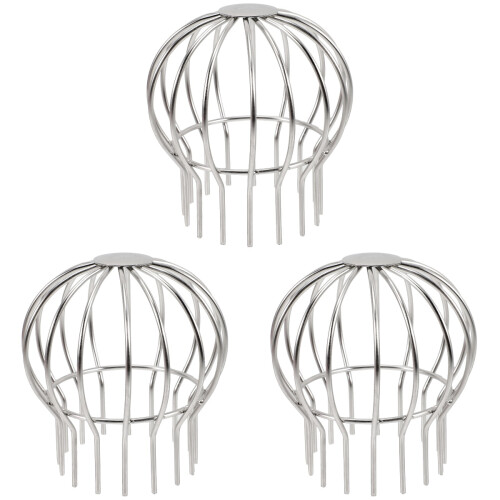 3Pcs Stainless Steel Gutter Strainer Roof Drain Filter Covers Silver 1