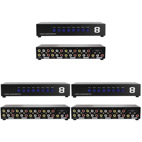3Pcs Black Audio Box 8-Port Manual Av Selector 1