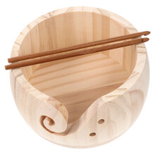 5Sets Wooden Yarn Bowls Beige Knitting Holder Crochet Hook Organizer