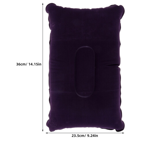 2Pcs Dark Blue Portable Inflatable Pillows Super-Thick Flocking Fabric 1