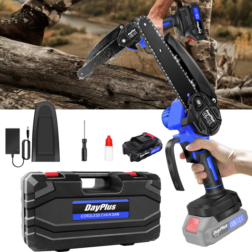 Youseahome (2 Batteries) Mini Chainsaw Brushless Cordless 6 Inch Battery Chain Saw For Garden, Courtyard Pruning Wood Cutting With Chains And Carry Case