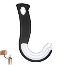 Can Opener for Seniors with Ergonomic Grip, J Shaped Easy Ring Pull for Locking Ring Cans Black