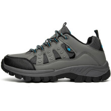 Waterproof Hiking Shoes for Men and Women, NonSlip Wide Fit Outdoor Trekking Shoes, Light Grey 6.5 UK