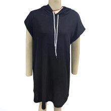 Top con cappuccio casual chic da donna, felpa leggera e traspirante a maniche corte, tunica sportiva con coulisse in vita e vestibilità oversize,