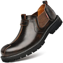 Leather Dress Shoes for Men, Chelsea Boots Low Formal SlipOn, Brown or Black Cowhide