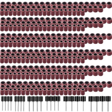 384 Pieces Drum Sander Set Including 360 Pieces Nail Sanding Band Sleeves and 24 Pieces Drum Mandrels for Rotary Tool