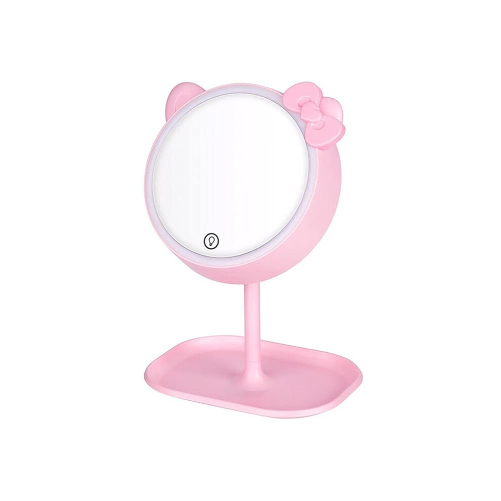 Makeup Mirror with LED Lights, Adjustable Desk Vanity Mirror with Touch Screen, Cat Design