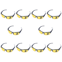 10X Black Frame Yellow Night Vision Sheet Outdoor Cycling Sunglasses