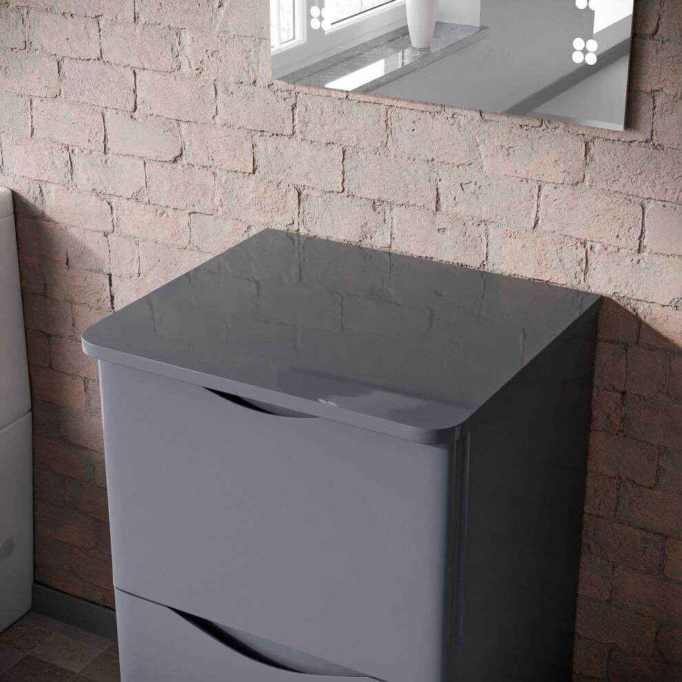 Nes Home 500Mm Steel Round Corner Mdf Bathroom Worktop For Vanity Cabinet Grey