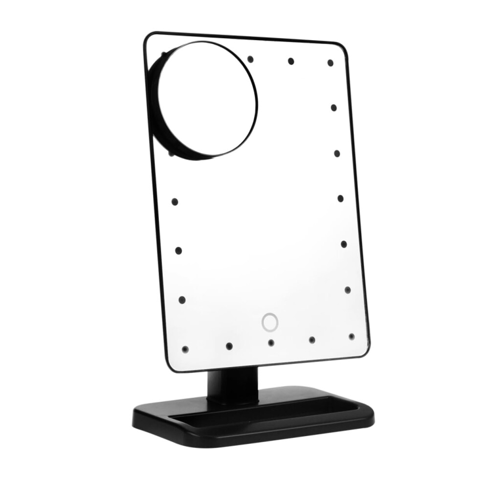 LED Makeup Mirror with 20 Dimmable Lights, Magnification, Battery Operated, 180 Rotation