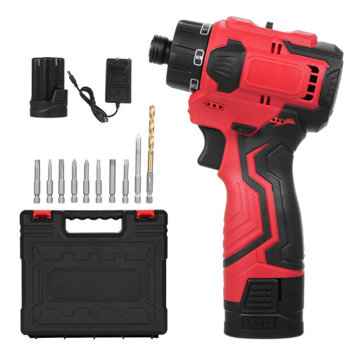 Cordless Drill With Keyless Chuck, Built-In LED Light Variable Speed Control Power Tool For Home And Professional Use