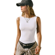 Women'S Summer Slim High Elastic Sleeveless Sports Vest White M