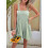 Solid Color Short Overalls Light Green M 3