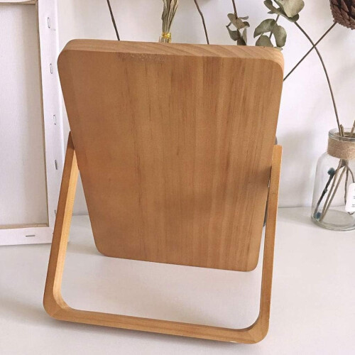 Vanity Mirror with Adjustable Wooden Frame, Foldable Desktop Makeup Mirror for Bedroom 2