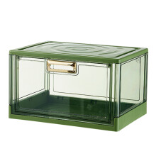Folding Storage Box with Handles Stackable Storage Bins Large Capacity Portable Plastic Container for Clothes Linens and More PET and HIPS Material