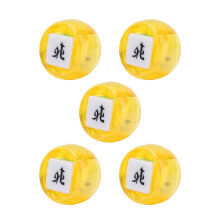Jeu de 5 dés de Mahjong brillants jaunes avec caractères chinois, 4,2 cm