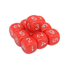 Set di dadi per giochi educativi, 20 pezzi, 16 mm, rosso, per insegnamento dei numeri