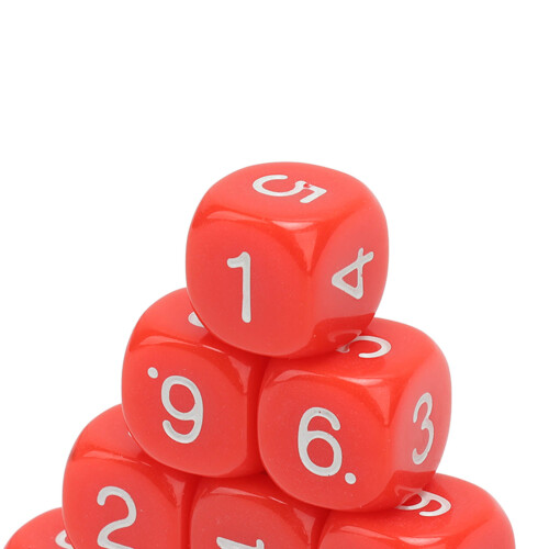 20PCS Red 16mm Plastic 6-Sided Number Dice for Teaching & Game 2