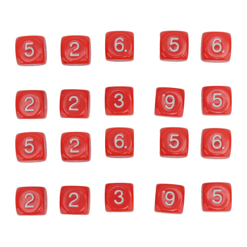 20PCS Red 16mm Plastic 6-Sided Number Dice for Teaching & Game 1