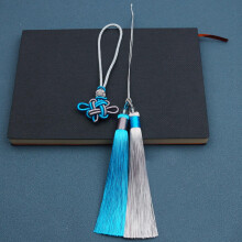 Double Color Chinese Knot Tassel Pendant for Home Decor, Car Hanging, Clothing Accessory Blue Gray