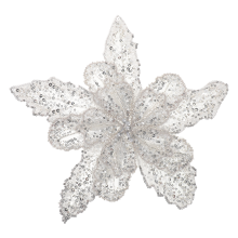 Silver Sew-on Beaded Lace Applique Floral Patch for DIY Bag Craft