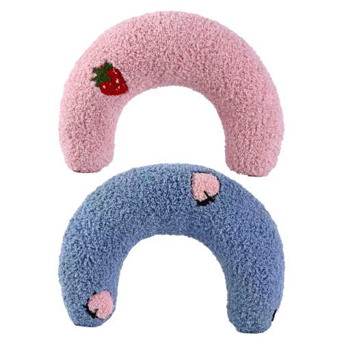 2Pcs U Shaped Soft Half Donut Cushion With Embroidery