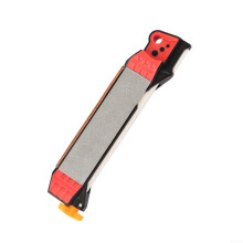 DoubleSided Knife Sharpener with NonSlip Handle for Kitchen, Camping, Outdoor, 17cm Red