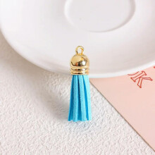 50Pcs Leather Tassel Keychain Bulk for Jewelry Making and DIY Craft Accessories Lake Blue