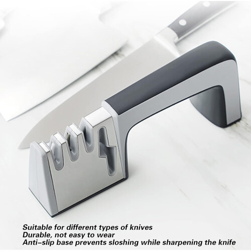4Stage Knife Sharpener with DoubleSided 400/1000 Grit Sharpening Stone, AntiSlip Base 1