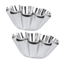 6pcs NonStick Stainless Steel Egg Tart Molds with Flower Shape for Baking Muffins Cupcakes and Party Desserts